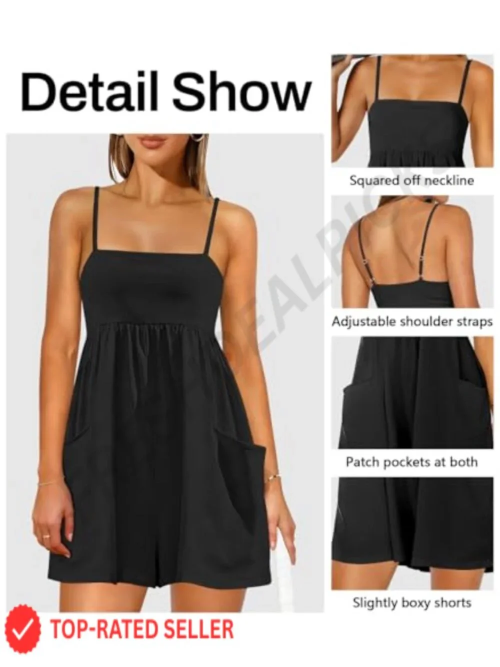Women's Athletic Romper with Pockets Spaghetti Strap Shorts